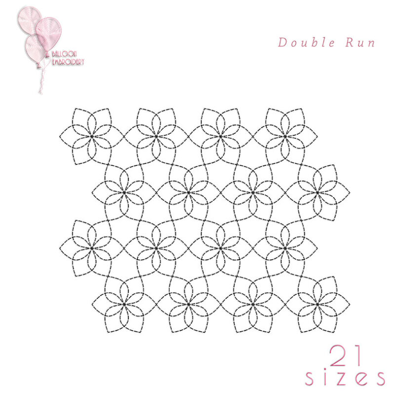 Flower Double Run Edge to Edge Continuous Quilt Block Embroidery design