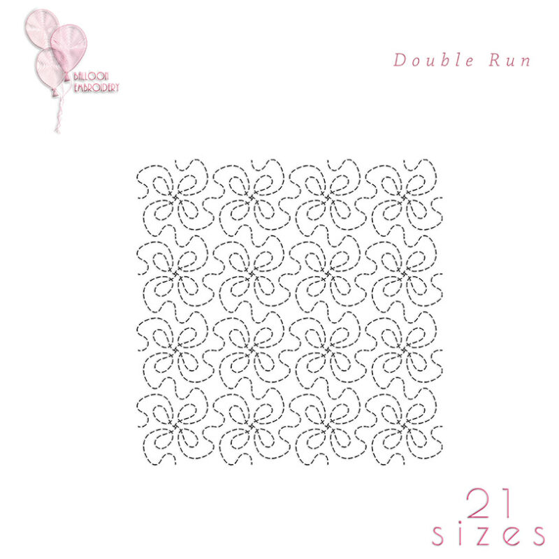 Loop Swirl Double Run Quilt Block Embroidery design. Continuous Edge to Edge