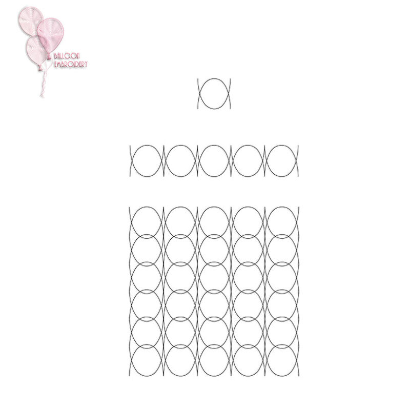Round and Spike Pattern Edge to Edge Continuous Machine Embroidery Quilting Block, Edge Border and the Single pattern. Single Run