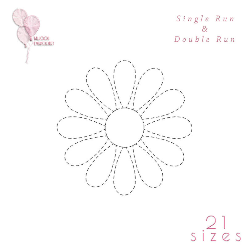 Flower Single and Double Run Quilt Block Embroidery design