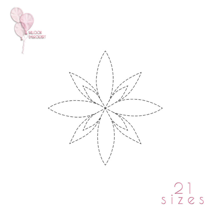 Flower Single Run Quilt Block Embroidery design.