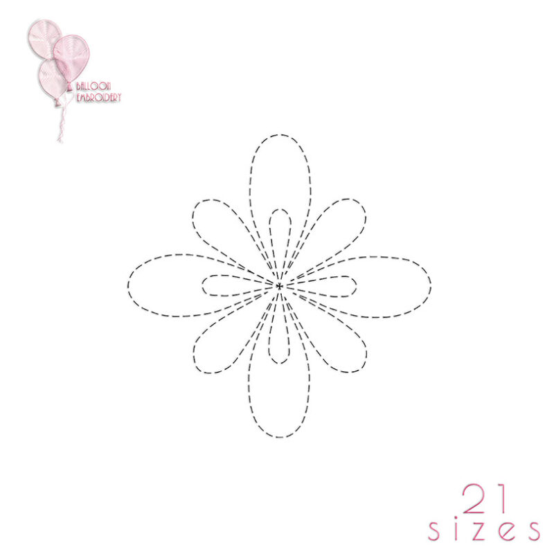 Flower Single Run Quilt Block Embroidery design.