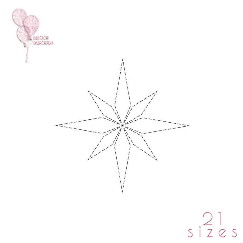 Christmas Star Single Run Quilt Block Embroidery design