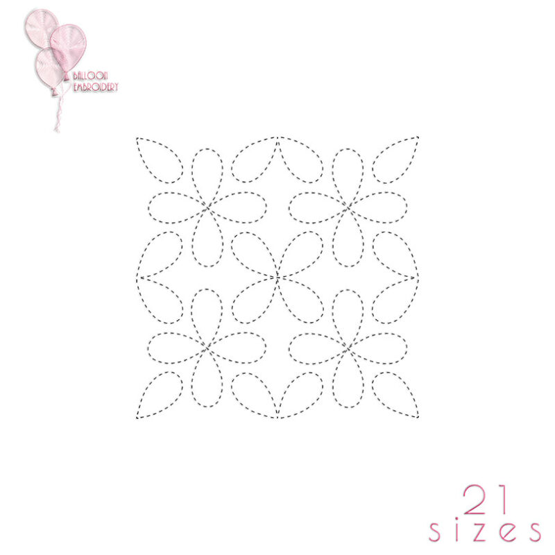 Four Leaves Flower Single Run Edge to Edge Continuous Quilt Block Embroidery design