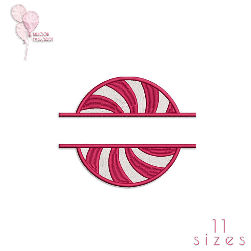 Christmas Swirl Mint Candie Machine Embroidery Design
