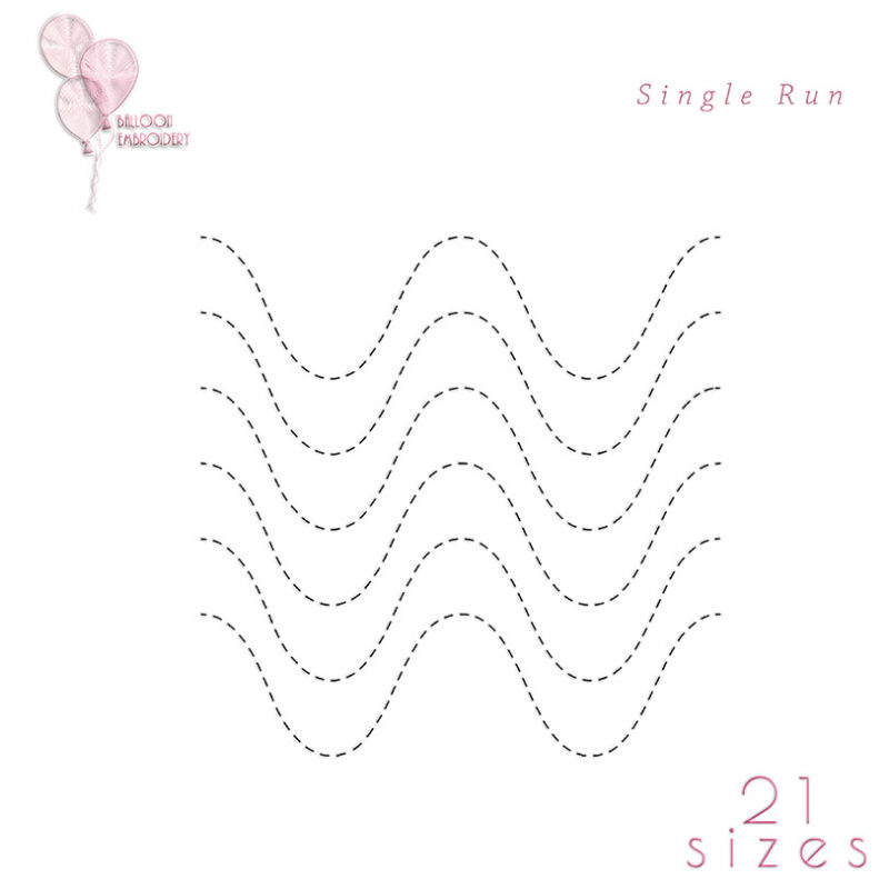 Deep Wave Quilt Block Single Run Edge to edge Continuous Machine Embroidery design