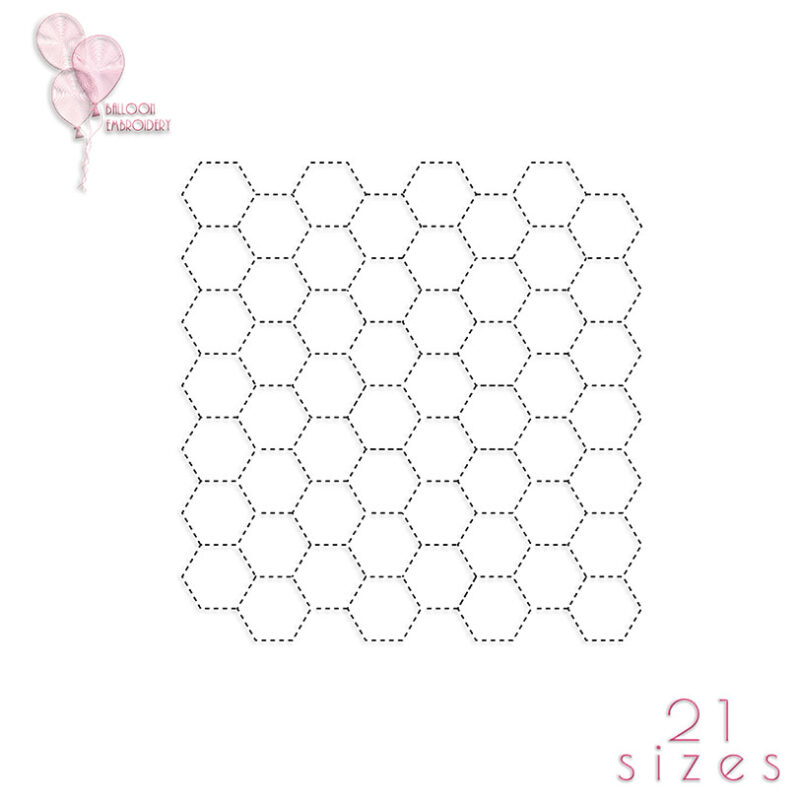 Honeycomb Redwork Double Run Edge to Edge Continuous Quilt Block Embroidery design