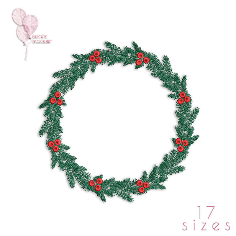 Christmas Wreath  Pine tree branch Machine Embroidery design files