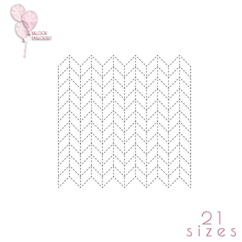 Shevron Chevron ZigZag Redwork Double Run Quilt Block Embroidery design