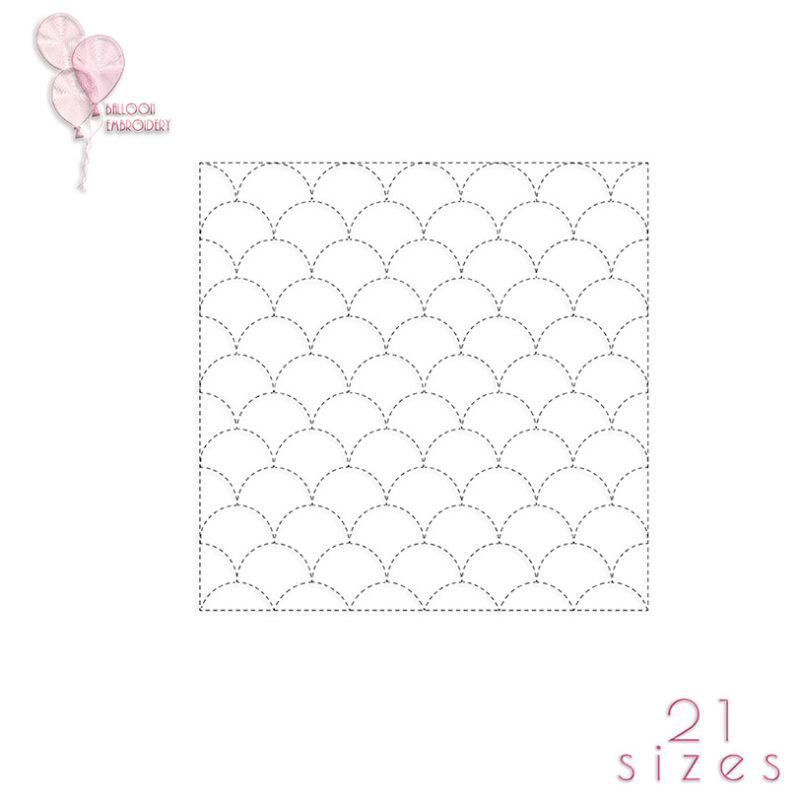 Fish Scales Redwork Double Run Quilt Block Embroidery Design