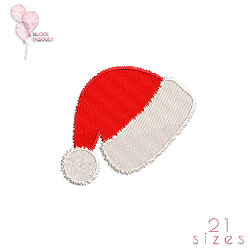 Christmas Santa's Hat Plush effect Machine Embroidery design files