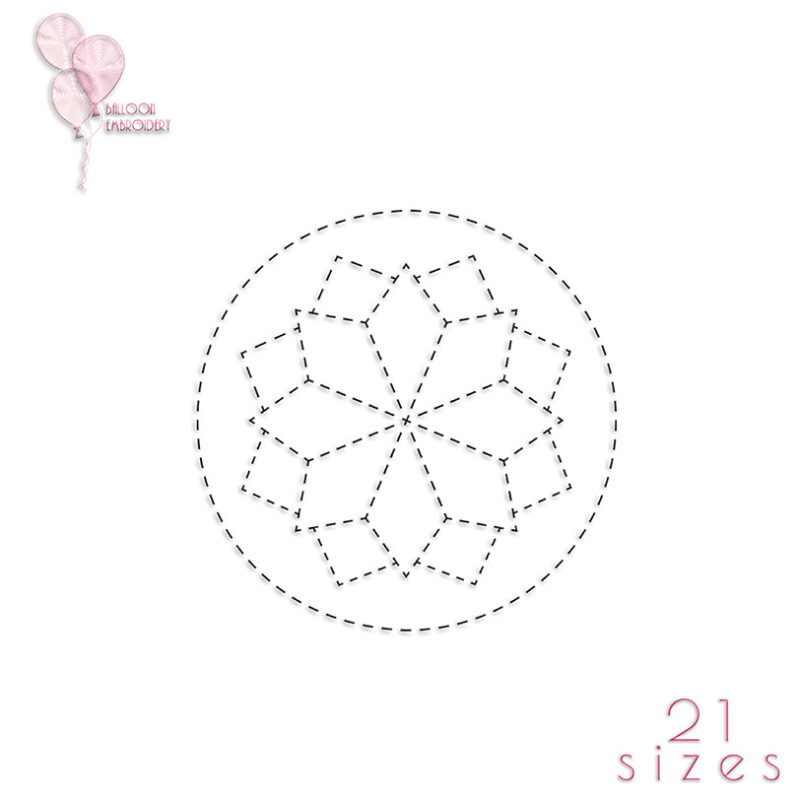 Geometric Redwork Double Run Quilt Block Embroidery design