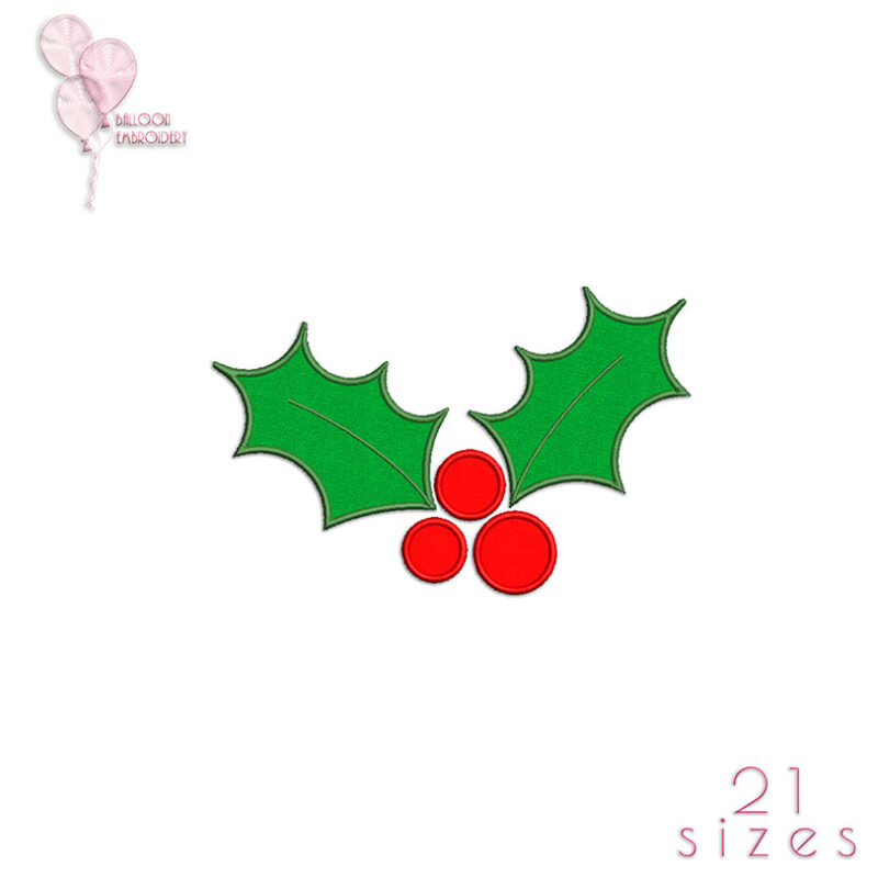Christmas Holly Applique Machine Embroidery design files