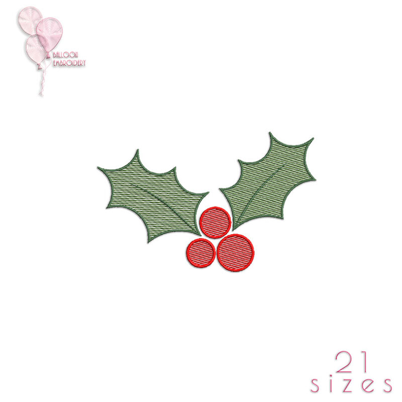 Christmas Sketchy Holly Machine Embroidery design files