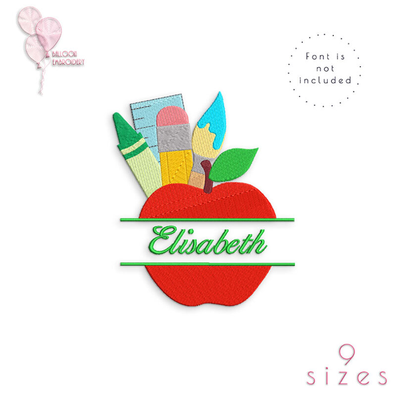 Apple Monogram Embroidery Design