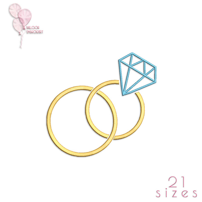 Diamond Wedding Rings Machine Embroidery design files