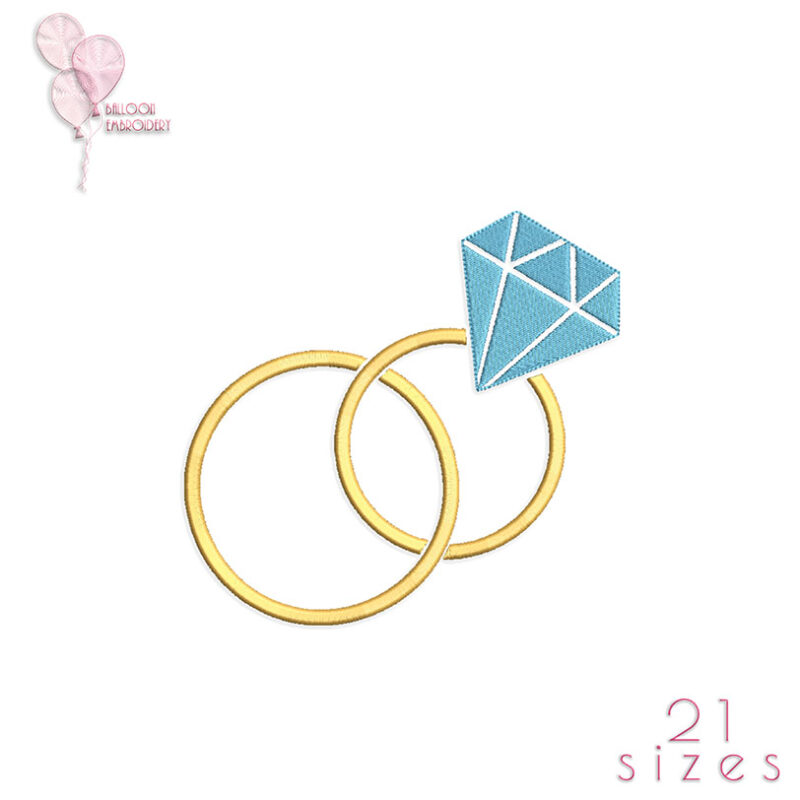 Diamond Wedding Rings Machine Embroidery design files