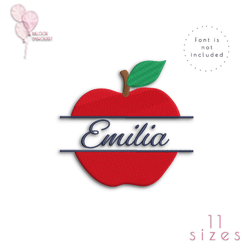 Apple Monogram Embroidery Design
