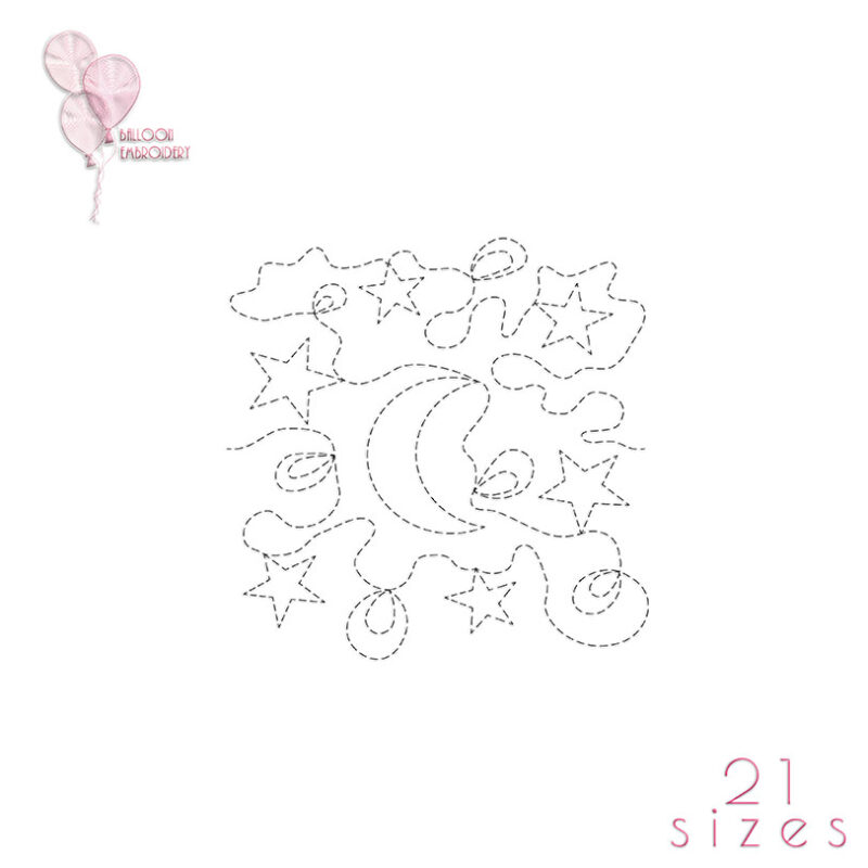 Moon and Stars Single Run Edge to Edge Continuous Quilt Block Machine Embroidery design+ Files for Longarm Quilting Machine