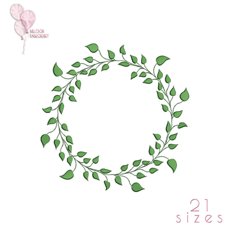 Leaf Wreath Machine Embroidery design. Monogram Design