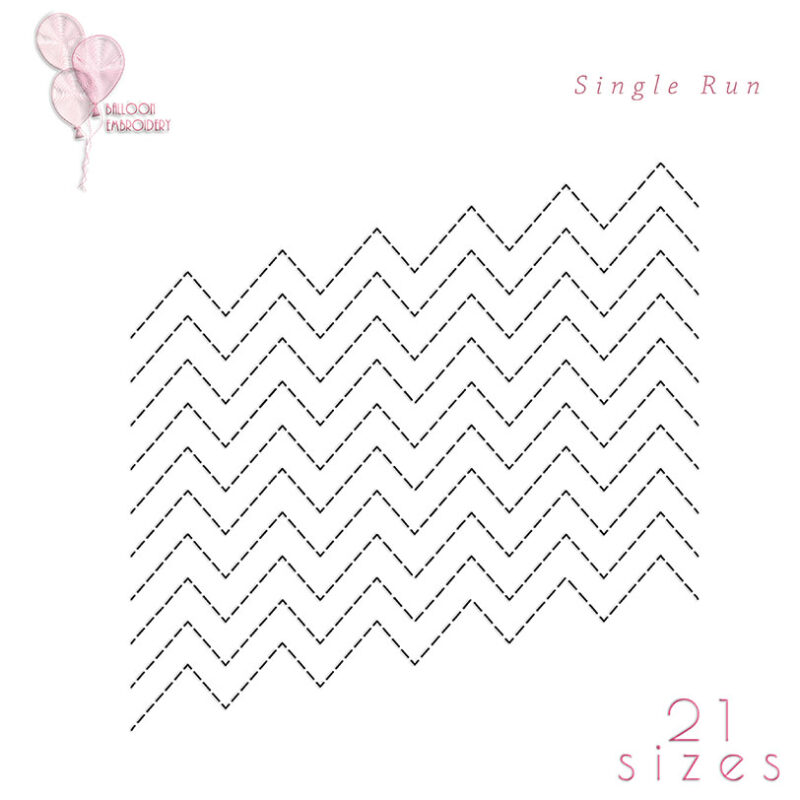 Diagonal Shevron Chevron ZigZag Single Run Quilting Block Embroidery Design