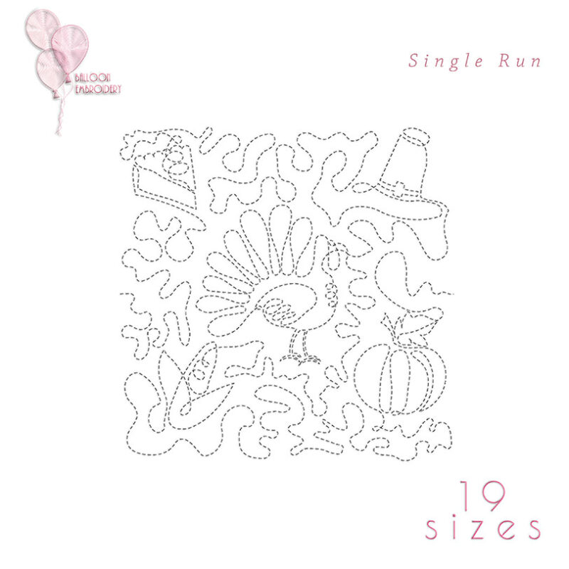 Thanksgiving Single Run Quilting Block Machine Embroidery Design