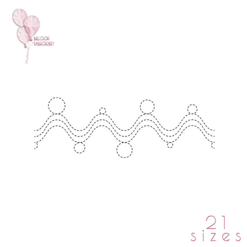 Wave Border Single Run Quilting Block Machine Embroidery Design