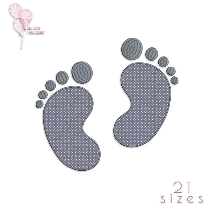 Baby Footprint Applique Machine Embroidery Design