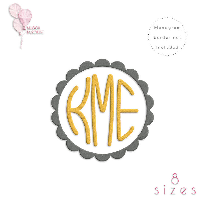 Circle Round Monogram Embroidery Font . Commercial use