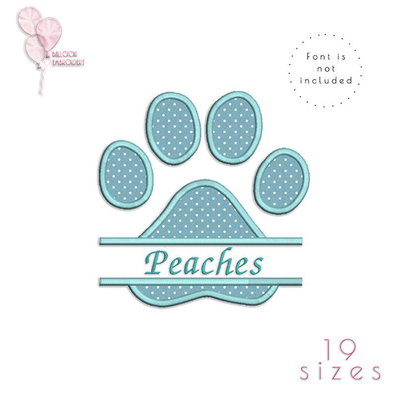 Dog Paw Split Monogram Applique Machine Embroidery Machine design