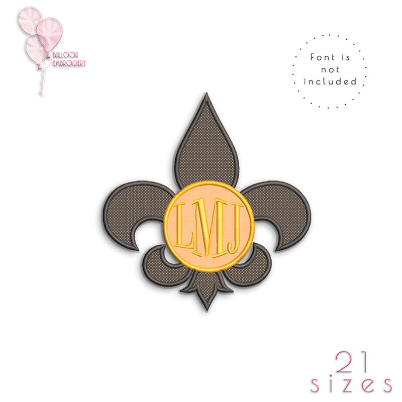 Fleur De Lis Applique Monogram Embroidery Design
