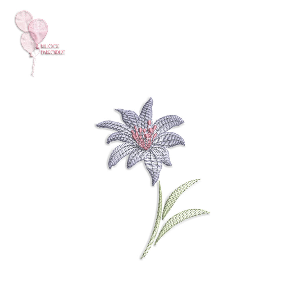 Lily Flower Sketchy Machine Embroidery Design Pattern