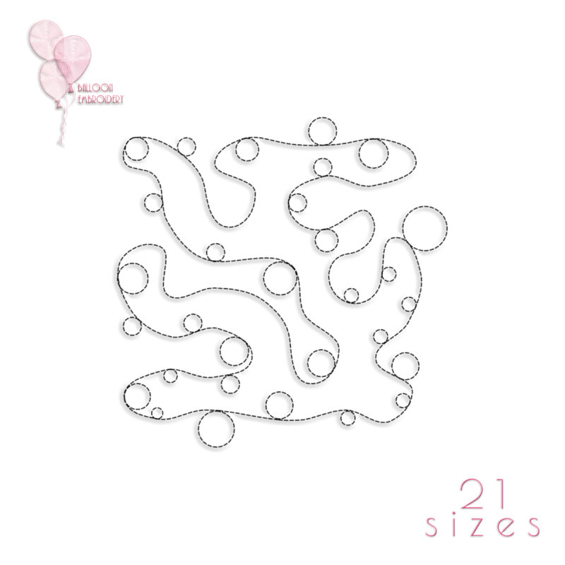 Bubbled Stipple Single Run Edge to Edge Continuous Quilt Block Embroidery design