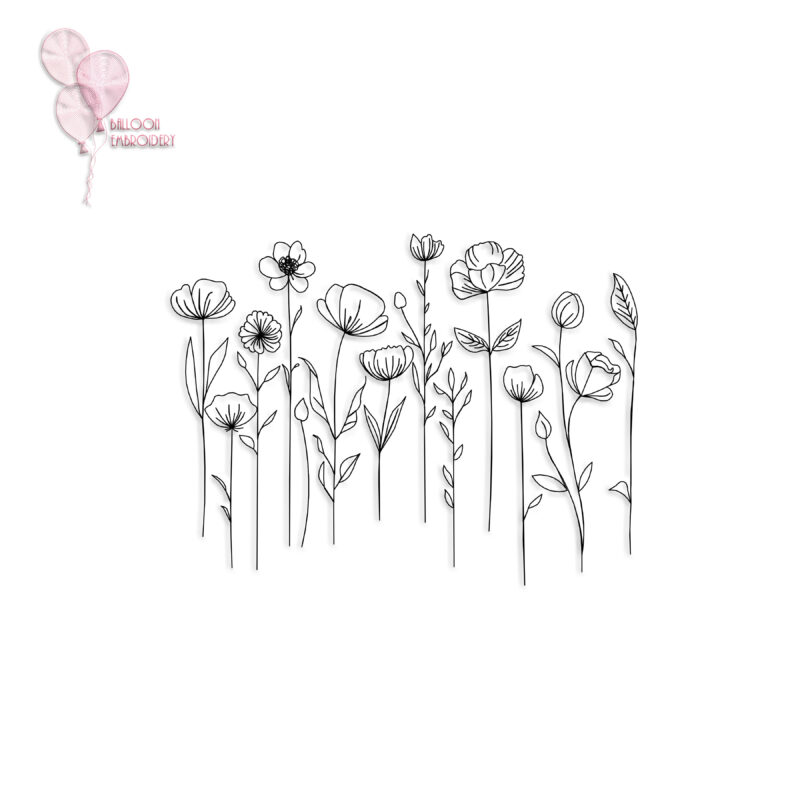 Line Flower Machine Embroidery Design Digital Files