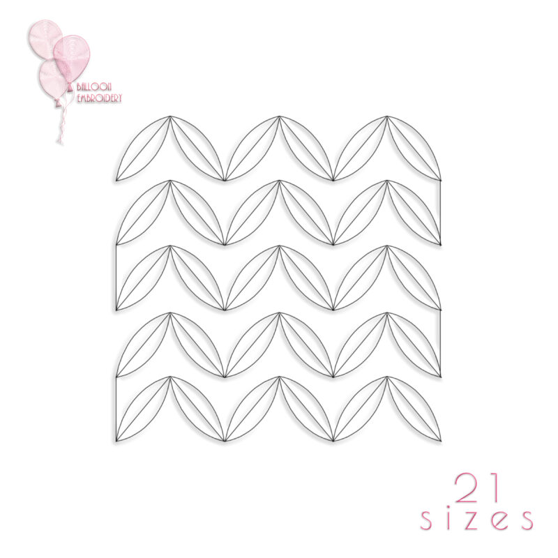 Leaf Shevron Chevron ZigZag Single Run Quilt Block Embroidery design