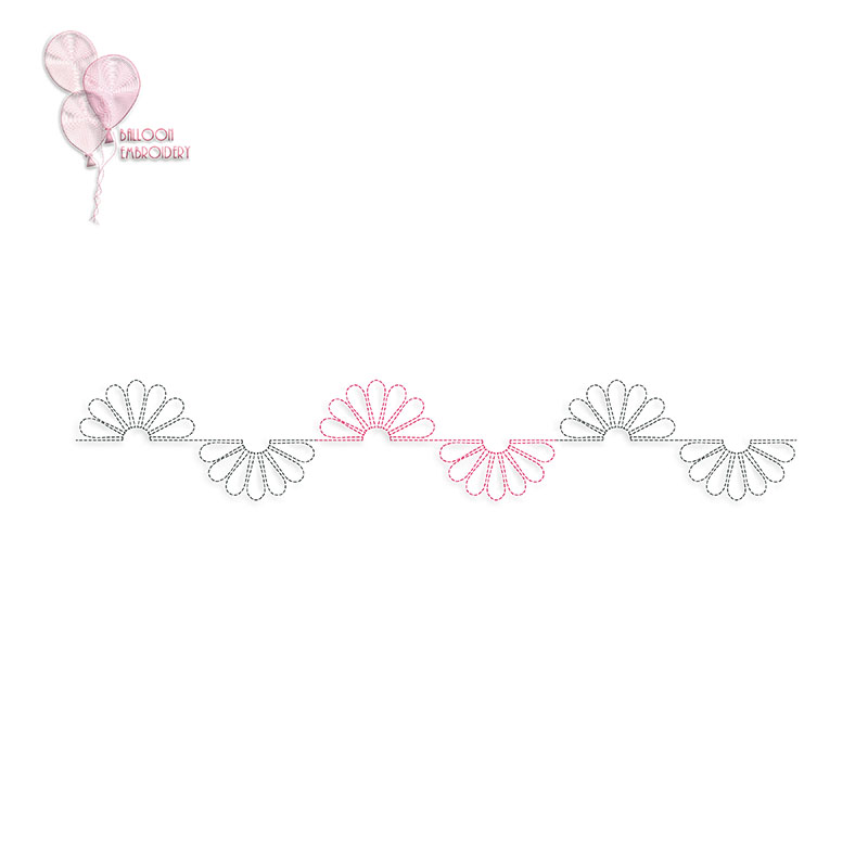 Half Flower Border Single Run Edge to Edge Continuous Quilt Block Embroidery design