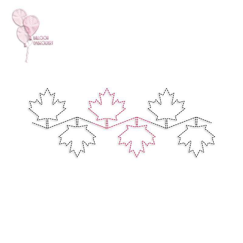 Canada Flag | MapleLeaves | Mountains Border Single Run Edge to Edge Continuous Quilt Block Embroidery design