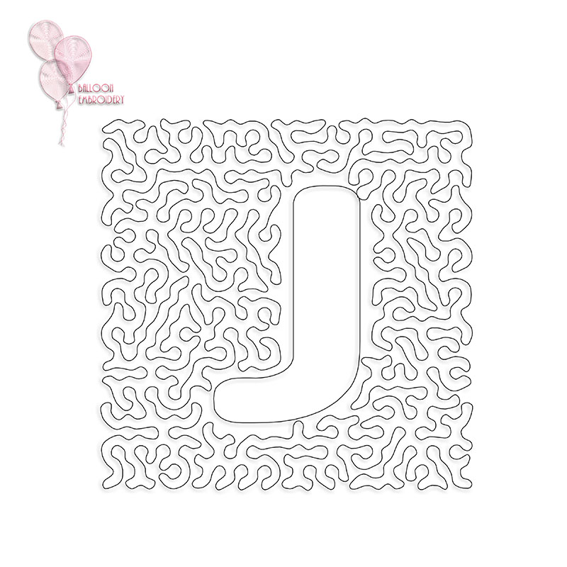 Stipple Alphabet and Numbers Quilt Block Embroidery design