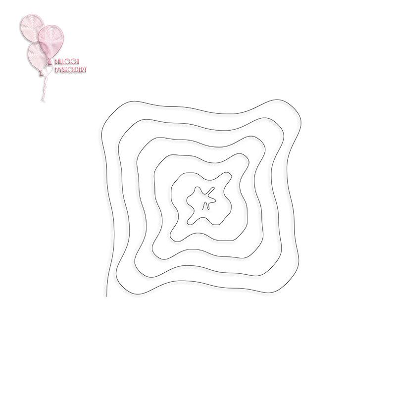 Doodle Spiral Maze Single Run Edge to Edge Continuous Quilt Block Embroidery design