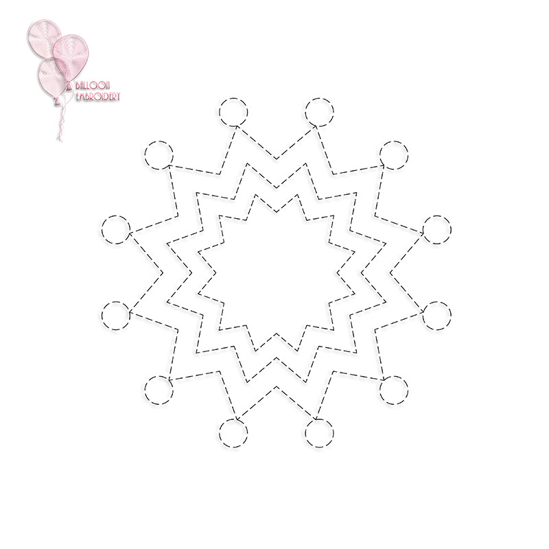 Star Pop Firework Single Run Edge to Edge Continuous Quilt Block Embroidery design