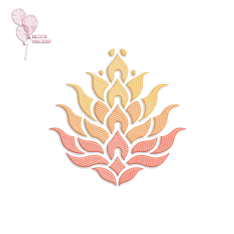 Boho Fire Flower Sketch-Effect Machine Embroidery Design Digital Files