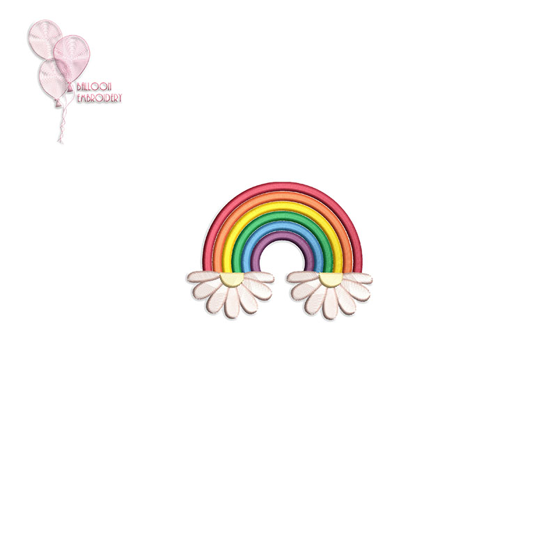 3D Daisy Rainbow Machine Embroidery Design Digital Files