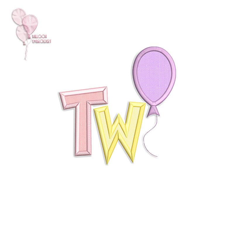 Two Birthday Balloon Applique Machine Embroidery Design Files