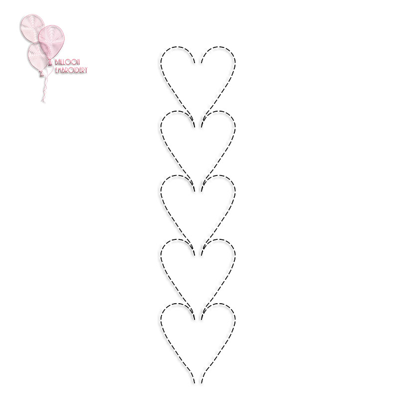 Half Heart Border Single Run Edge to Edge Continuous Quilt Block Embroidery Design