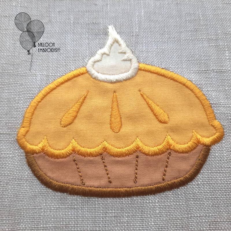 Pumpkin Pie Thanksgiving Day Applique Machine Embroidery design file + Cut files