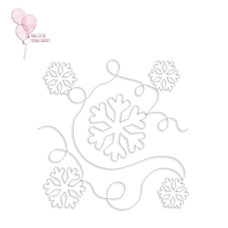 Snowflake Edge to Edge Continuous Single Run Quilt Block Embroidery Design + PNG Images