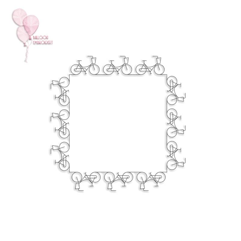Bicycle Square Frame Single Run Quilt Block Embroidery Design