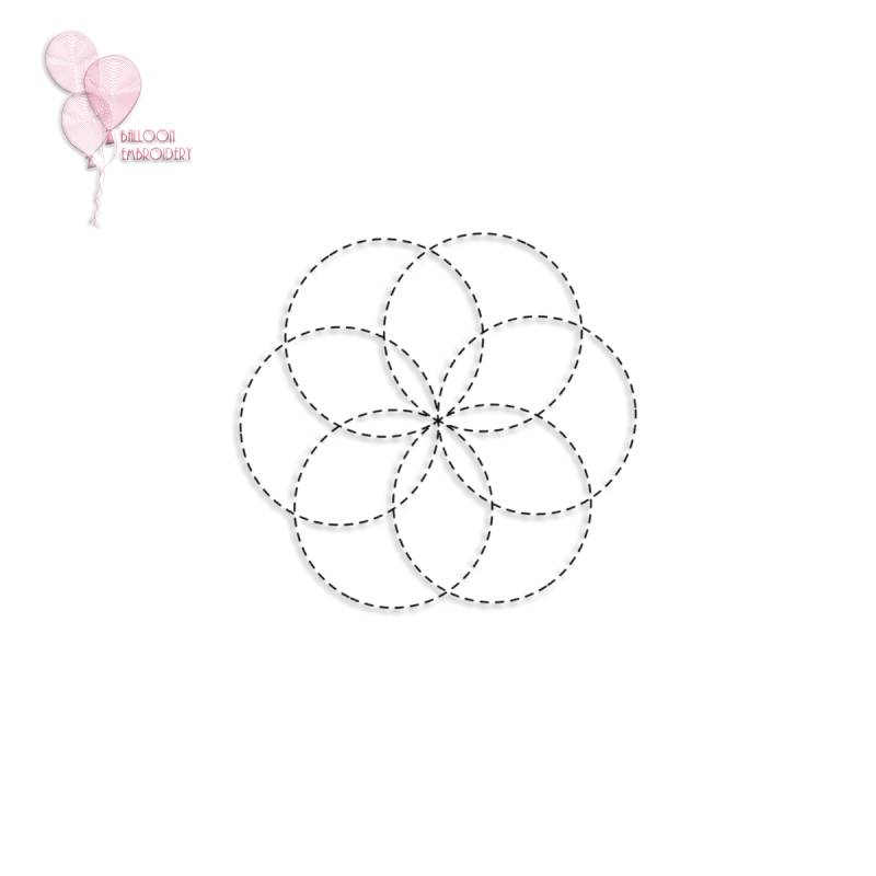 Circle Flower Bloom Continuous Single Run Quilt Block Embroidery Design +PNG image
