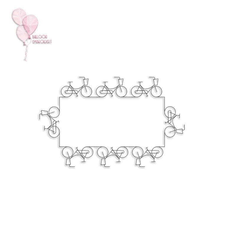 Bicycle Rectangle Frame Single Run Quilt Block Embroidery Design