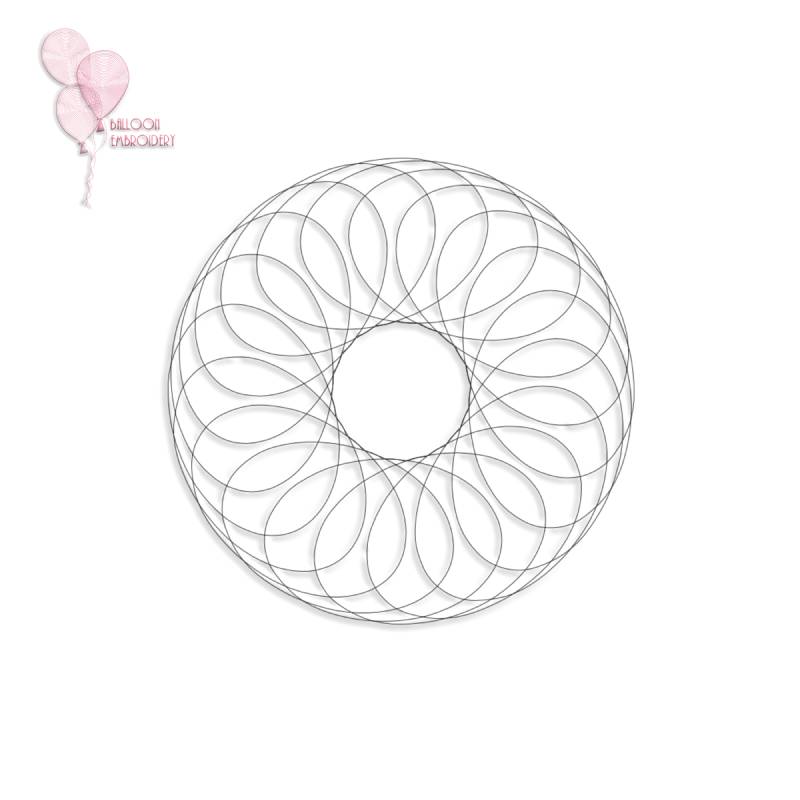 Floral Looped Mandala Single Run Continuous Machine Embroidery Quilting Block + Image for Free-Motion Quilting
